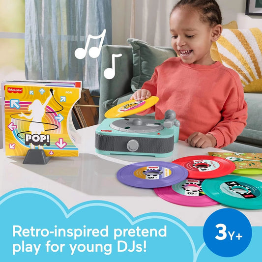 Musical Toy Deluxe Rockinβ Record Player Pretend Turntable with 6 Albums for Preschool Play plus Bonus Exclusive Holiday Album Kids Ages 3+ Years