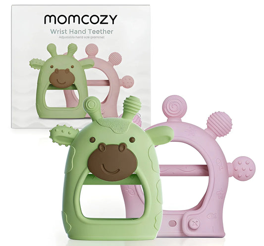 2-Pack Baby Silicone Wristband Teethers with Adjustable Strap & Textured Surfaces