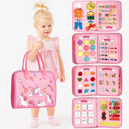 Montessori Busy Book Educational Toys for Toddler Portable Activity Travel Board Fine Motor Skills Early Education Learing Toys