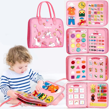 Montessori Busy Book Educational Toys for Toddler Portable Activity Travel Board Fine Motor Skills Early Education Learing Toys