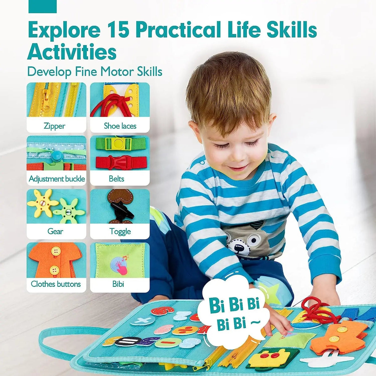 Montessori Busy Book Educational Toys for Toddler Portable Activity Travel Board Fine Motor Skills Early Education Learing Toys