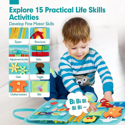 Montessori Busy Book Educational Toys for Toddler Portable Activity Travel Board Fine Motor Skills Early Education Learing Toys