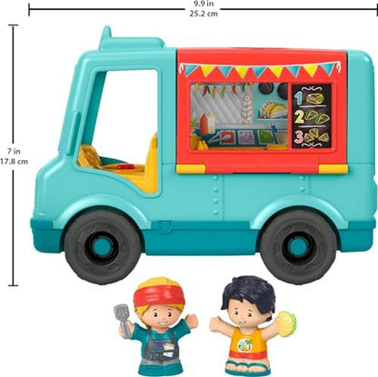 Fisher-Price Little People Musical Toddler Toy Serve It up Food Truck Vehicle with 2 Figures for Pretend Play Kids Ages 1+ Years