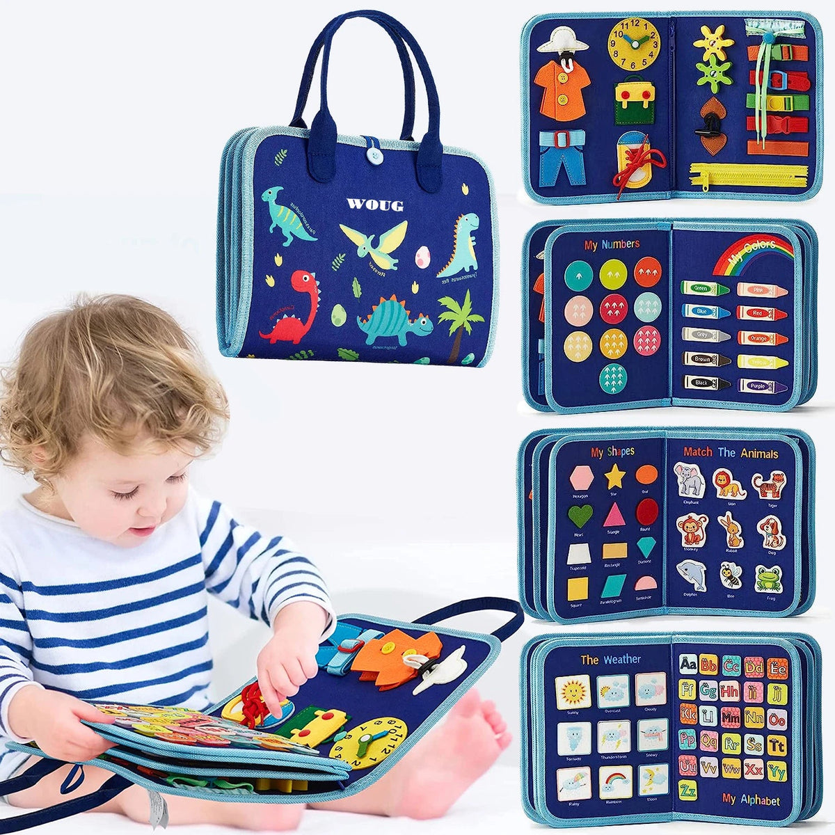 Montessori Busy Book Educational Toys for Toddler Portable Activity Travel Board Fine Motor Skills Early Education Learing Toys