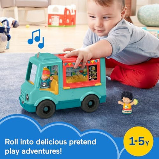 Fisher-Price Little People Musical Toddler Toy Serve It up Food Truck Vehicle with 2 Figures for Pretend Play Kids Ages 1+ Years