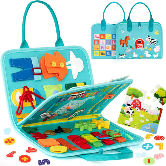 Montessori Busy Book Educational Toys for Toddler Portable Activity Travel Board Fine Motor Skills Early Education Learing Toys