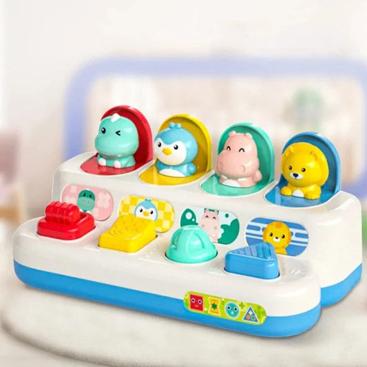 Interactive Pop up Animal Toys with Music & Light, Montessori Cause and Effect Toys for 1 Year Old Boy Girl Early Learning Musical Baby Toy 9-12-18 Months STEM Toddler Toy Age 1-2 Gift for Infant