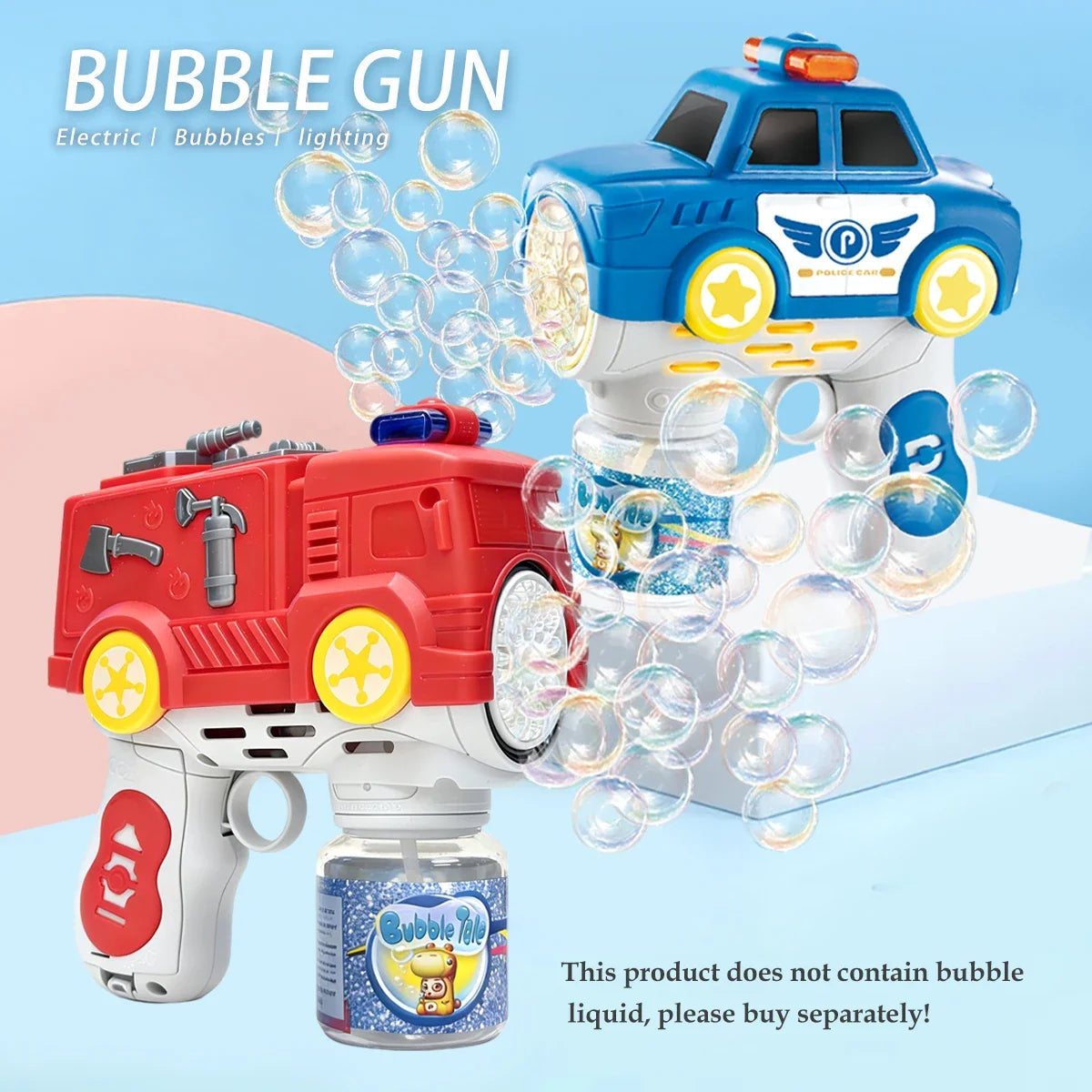 Kids Automatic Bubble Gun LED Light & Refill Solution – Leakproof Bubble Blaster, Outdoor Toys Toddlers 3-8, Birthday Gift, Easter Stuffer, Wedding & Party Supplies