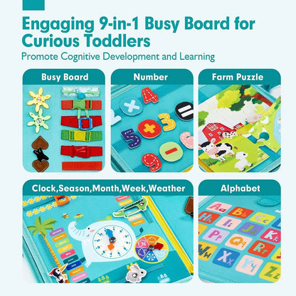 Montessori Busy Book Educational Toys for Toddler Portable Activity Travel Board Fine Motor Skills Early Education Learing Toys