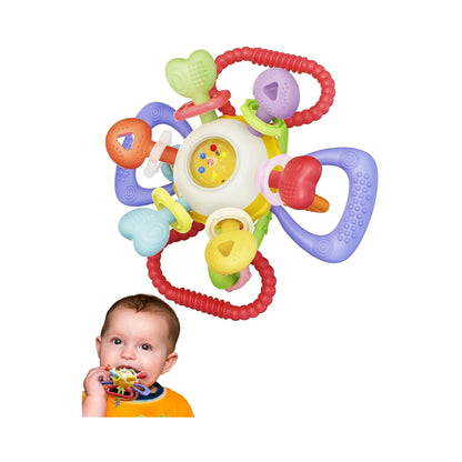 Baby Montessori Sensory Teething Toy - Safe, Multi-Functional Bpa-Free Silicone Teether for Babies 0-12 Months - Teething Relief & Fun Play with Rattle - Perfect Baby Toys for Boys & Girls