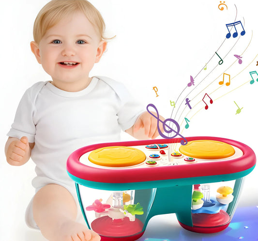 360° Rotating Musical Drum Toy with Color-Changing Lights, 8 Drum Sounds & 16 Melodies