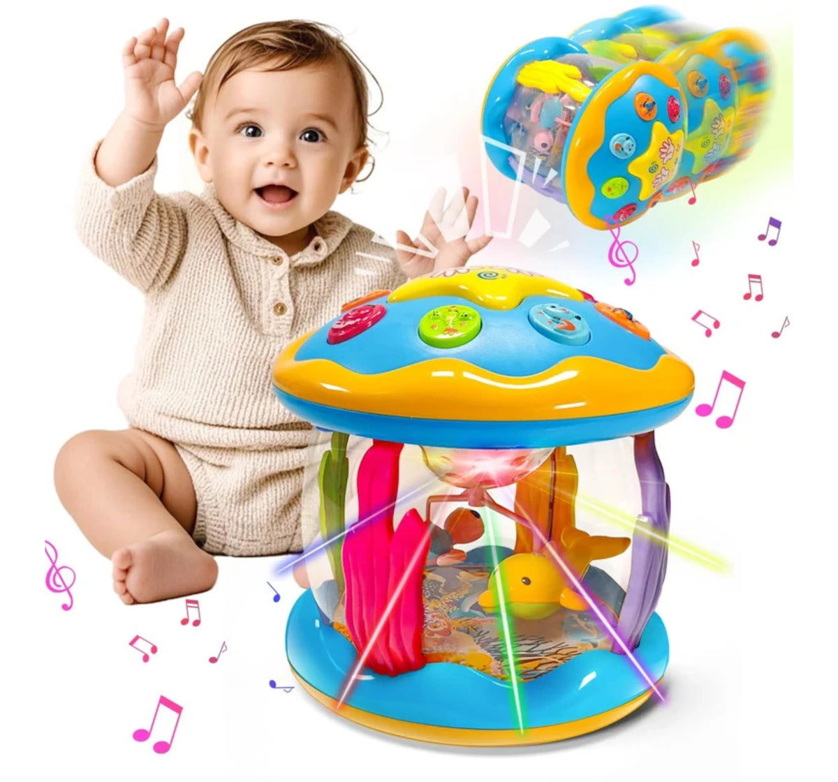 CWYQ Light-Up Rotating Musical Mushroom Toy
