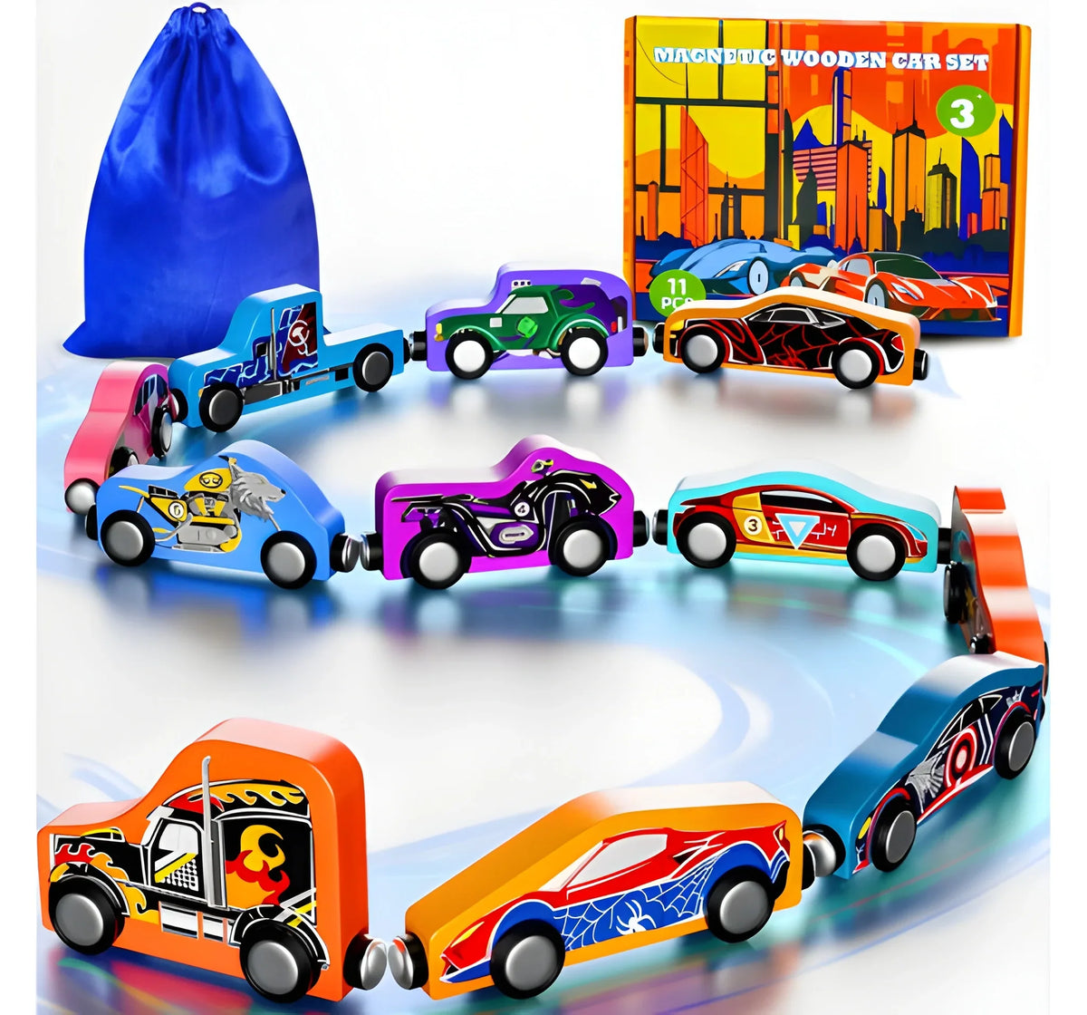 Magnetic Montessori Wooden Train Set