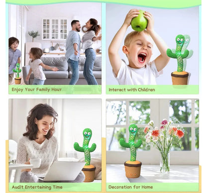 Dancing Cactus Plush Toy with Voice Recording, Singing & Repeating Function