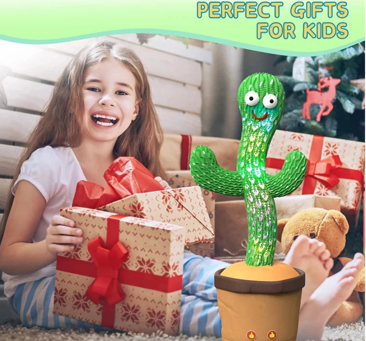 Dancing Cactus Plush Toy with Voice Recording, Singing & Repeating Function