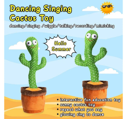 Dancing Cactus Plush Toy with Voice Recording, Singing & Repeating Function