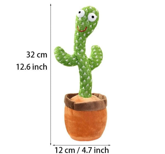 Dancing Cactus Plush Toy with Voice Recording, Singing & Repeating Function