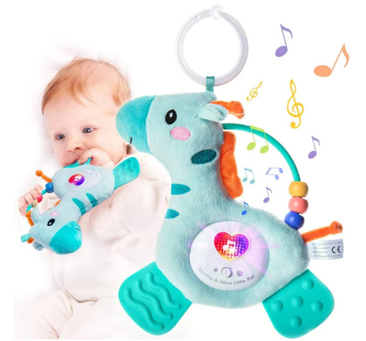 Musical Deer Plush Baby Toy with 12 Melodies, Lights, Rattle & Teethers