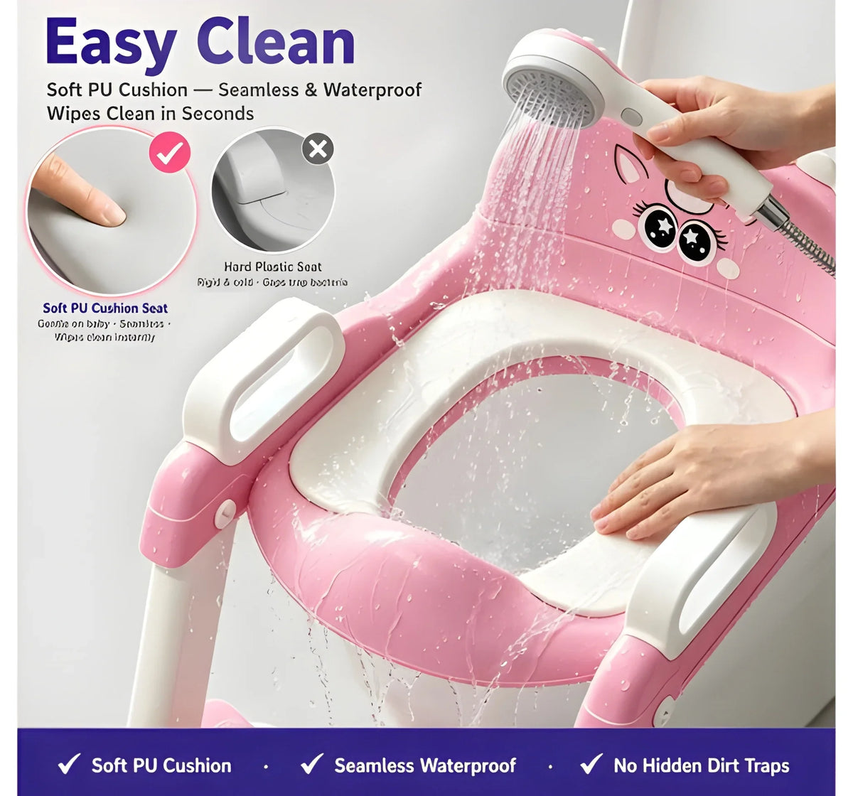 2 in 1 Toddler Potty Training Seat with Ladder, Step Stool and Reward Kit