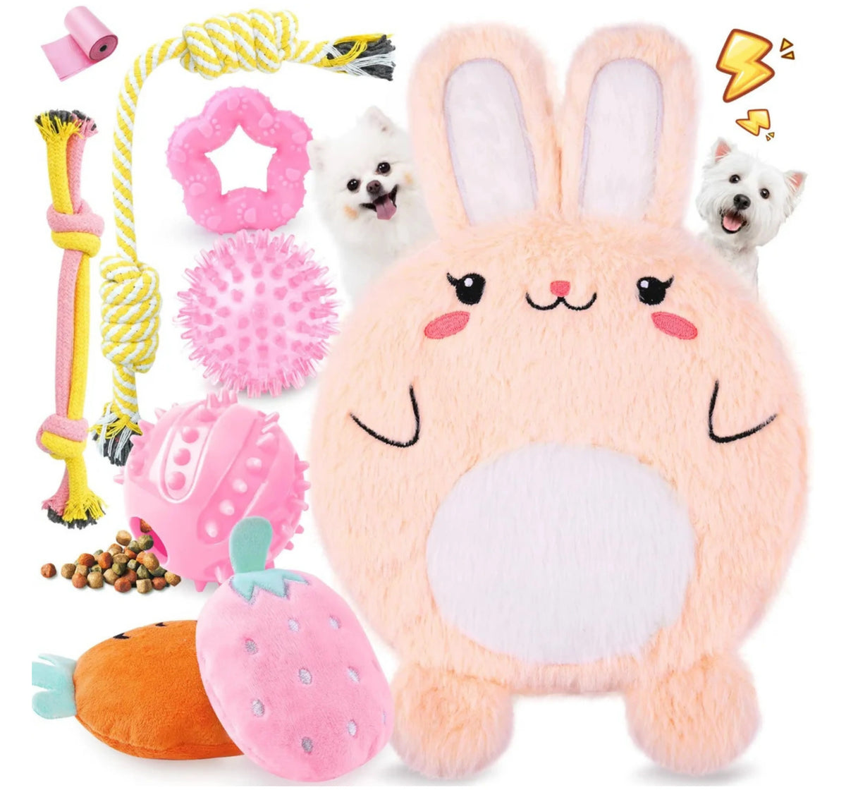 9-Piece Puppy Toy Set with Squeaky Plush, Rubber Chew & Rope Toys
