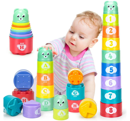 Ynanimery Stacking Cups & Soft Blocks Teething Toy Set
