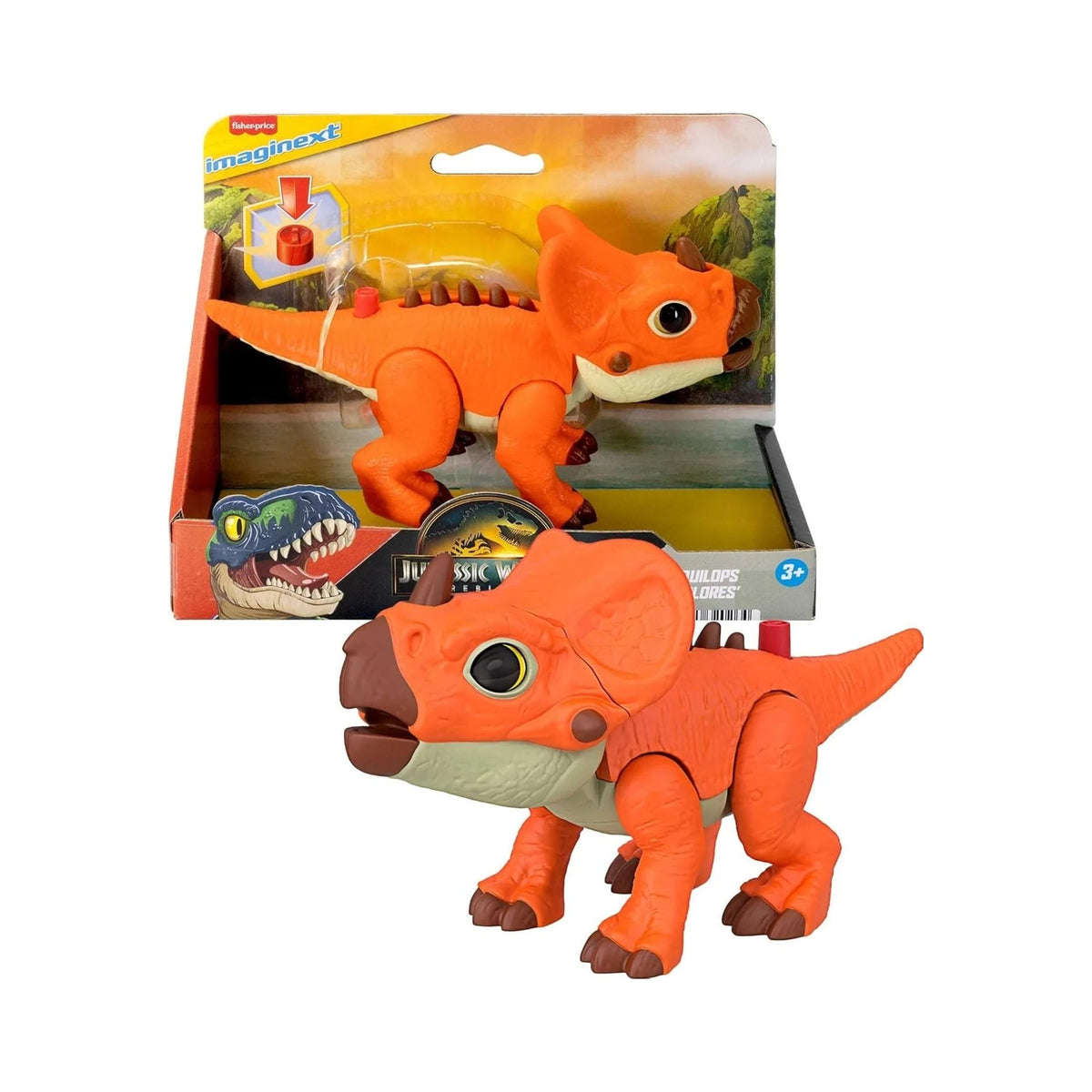 Imaginext Jurassic World Dinosaur Action Figure with Kid-Activated Motion & Growing Spikes, 7.75-Inch Aquilops Dino Toy