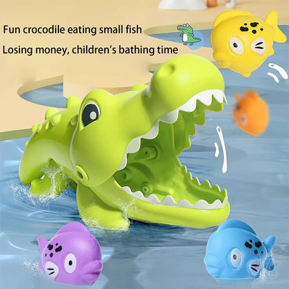 Baby Bath Toy Crocodile and Small Fish for Infant Baby Age 3+ Years Old Toddlers Boys Girls, BPA Free, Kids Shower Gifts