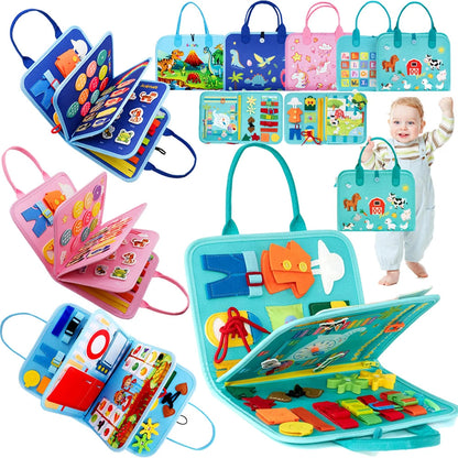Montessori Busy Book Educational Toys for Toddler Portable Activity Travel Board Fine Motor Skills Early Education Learing Toys